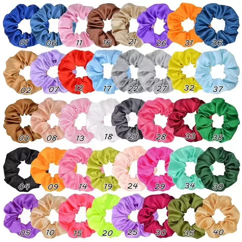 Scrunchies Women Satin Hair Band Circle Girls Ponytail Holder Tie Hair Ring Stretchy Elastic Rope Accessories Xmas Gifts