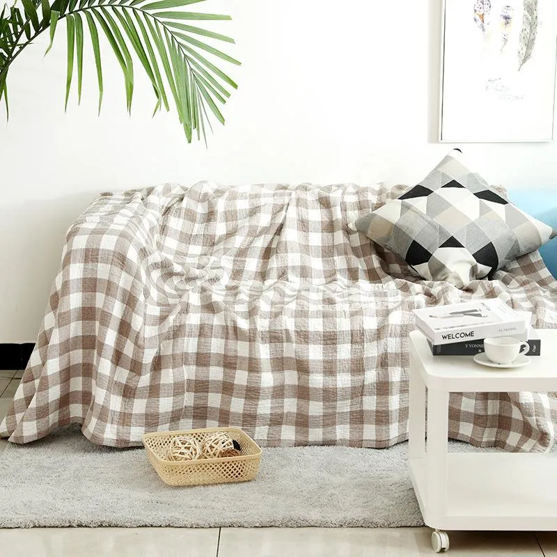 Одеяла многофункциональный вязаный тканый марлевый одеял в японском стиле Все сезон Подходящий бросок для дивана в спальне Легкие покрывающие покрытия