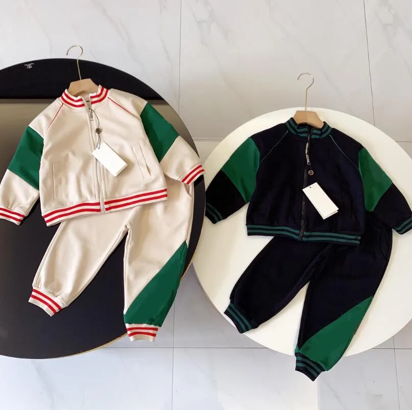 Conjuntos de grife para bebês meninos meninas roupas de duas peças moda letras crianças agasalho jaqueta com zíper casaco casual roupas esportivas 2 estilos