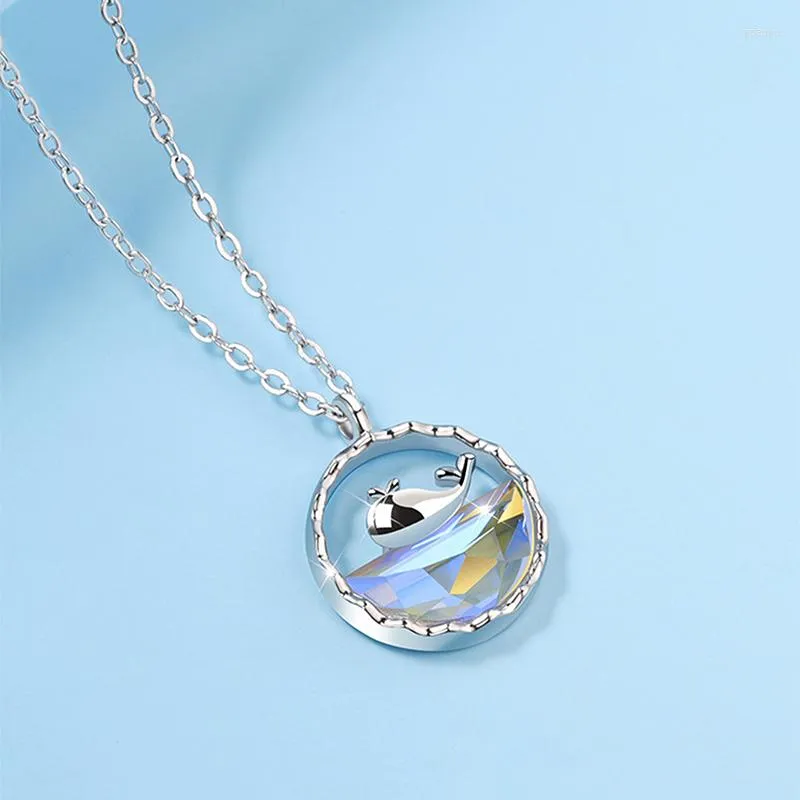 Pendant Necklaces 925 Stamp Whale For Women Magic Color Blue Sea Clavicle Chain Ocean Series Fashion Silver Jewelry2810
