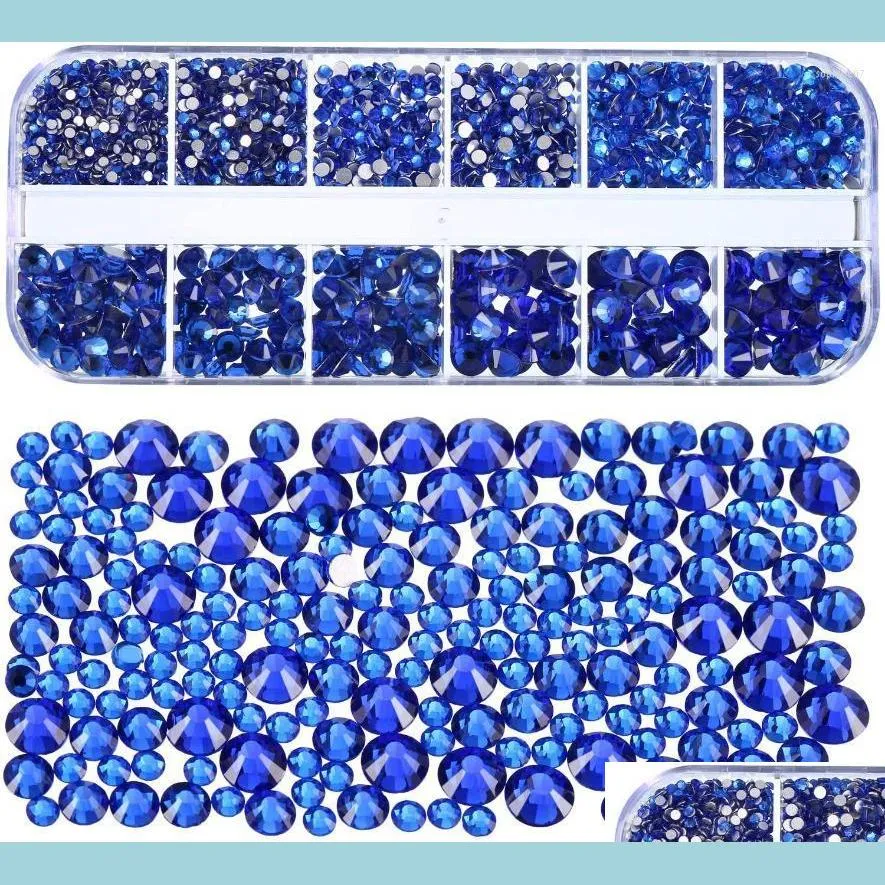 Nail Art Decorations Nail Art Decorations Round Crystal Rhinestone Flat-Back Ab Diamond 6Sizes Caviar Beads 10Colors Glass For Acryli Dhuaa