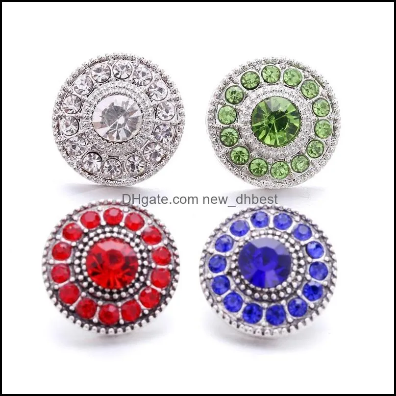 Clasps السنانير الجملة Rhinestone 18mm Snap Button زر زهرة المشبك المعادن Zircon Pave سحر لقرع المجوهرات