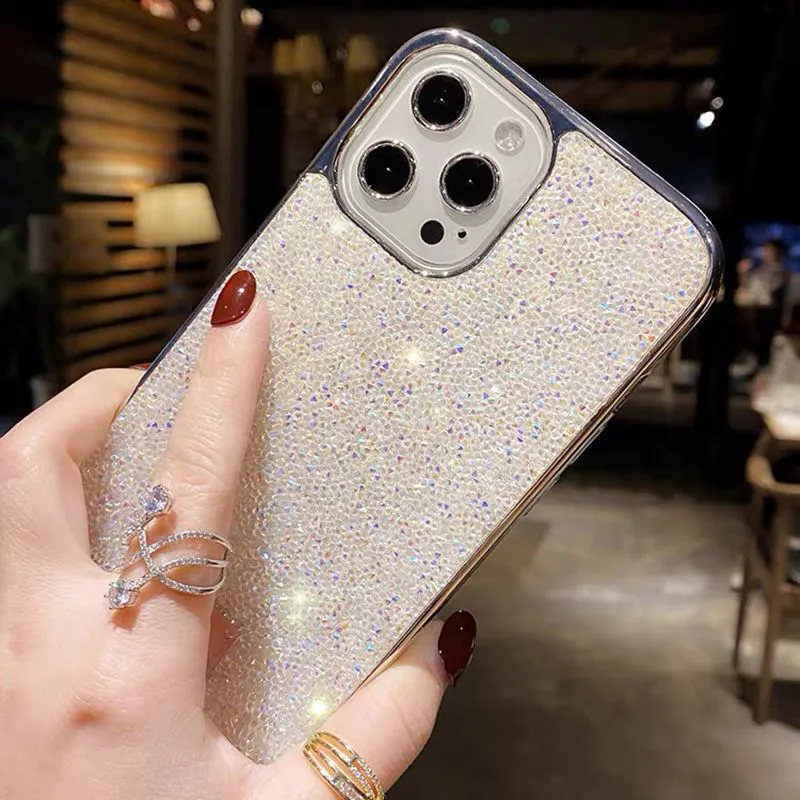 Luxury Bling Glitter Phone Cases For Iphone 13 Pro Max 12 11 Xs XsMax Xr 8 7Plus Fashion Designer Plating Diamond Women Silicone Cover