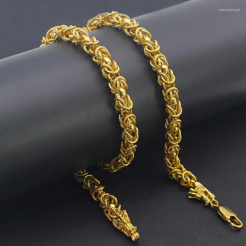 Catene Anietna 8mm Largo Catena Bizantina 60cm Collana Hip Hop Per Uomo 18k Colore Oro Choker Link Gioielli Regalo Collare Hombre