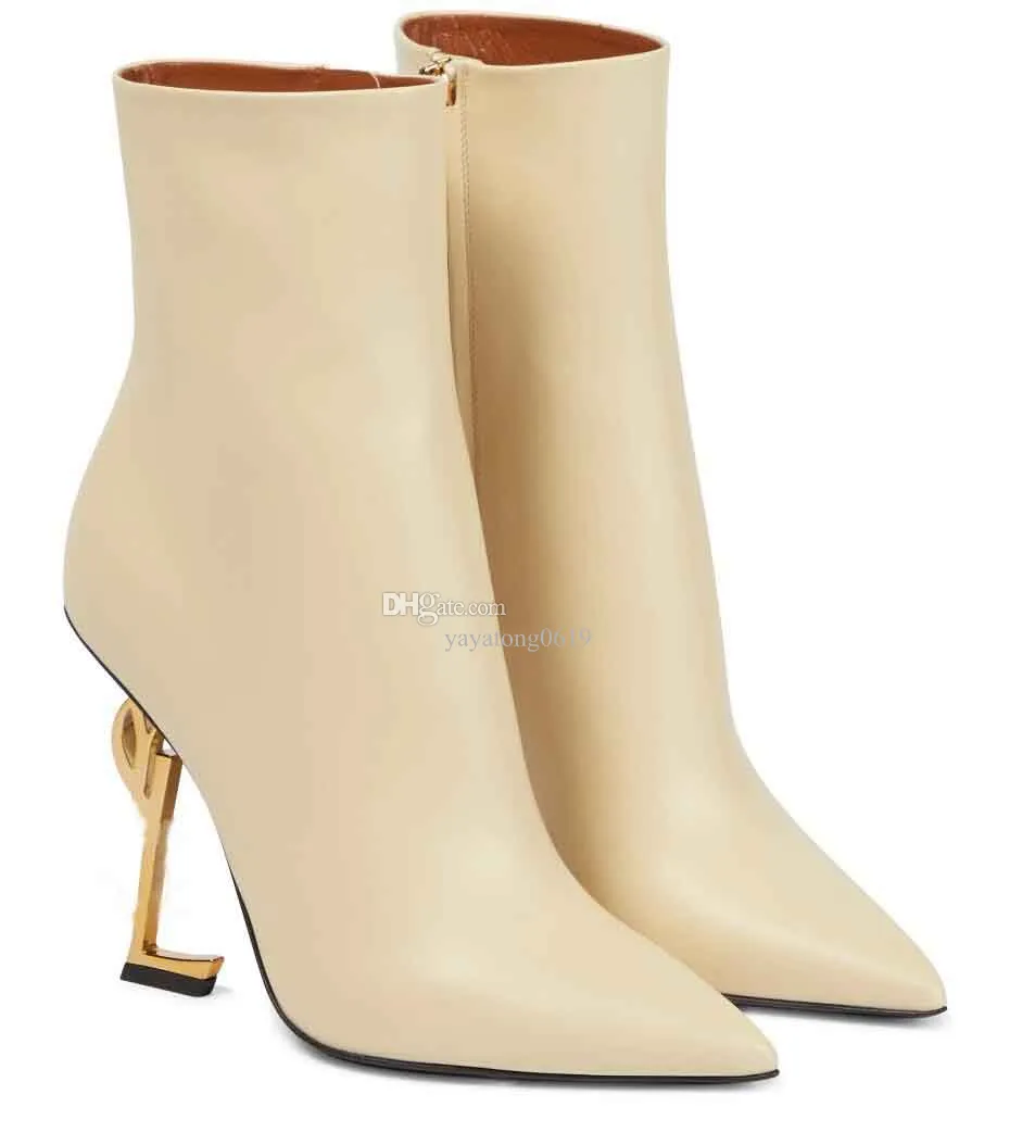 SL OPYUM GLITTER HEELED BOOT BLACK CALFSKIN