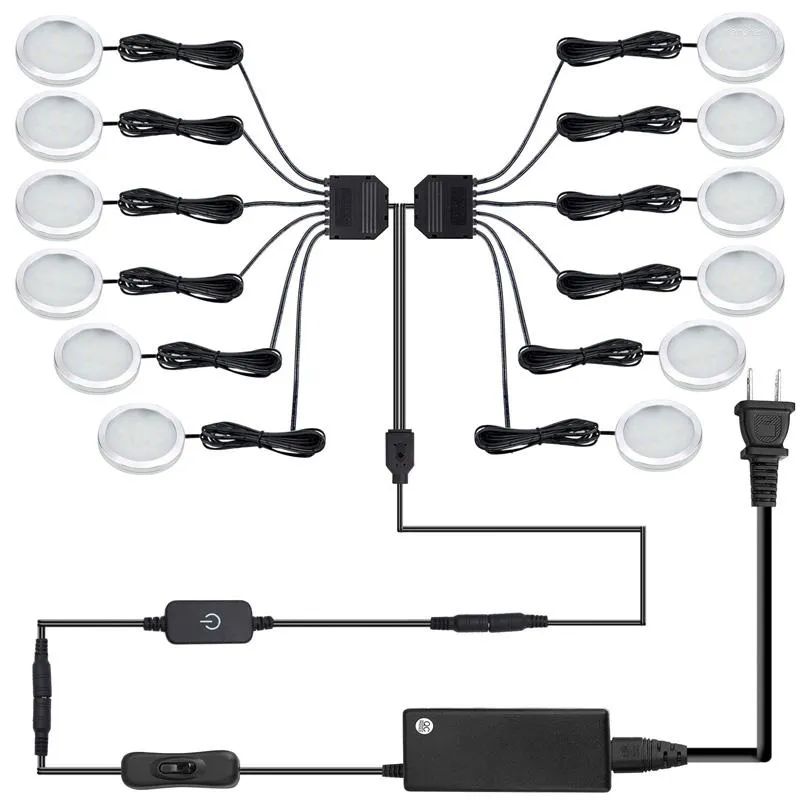 Wandlampe Aiboo LED unter Kabinett Hellwei￟ runde runde 3/4/8/12 Puck Lighting Kit Touch Switch Dimmer und Stecker f￼r Z￤hlerleuchten