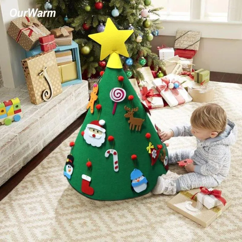 Christmas Decorations OurWarm Decoration 2022 Year 3D DIY Felt Tree Novelties Ornament For Kids Xmas Gift Toy Home House Decor