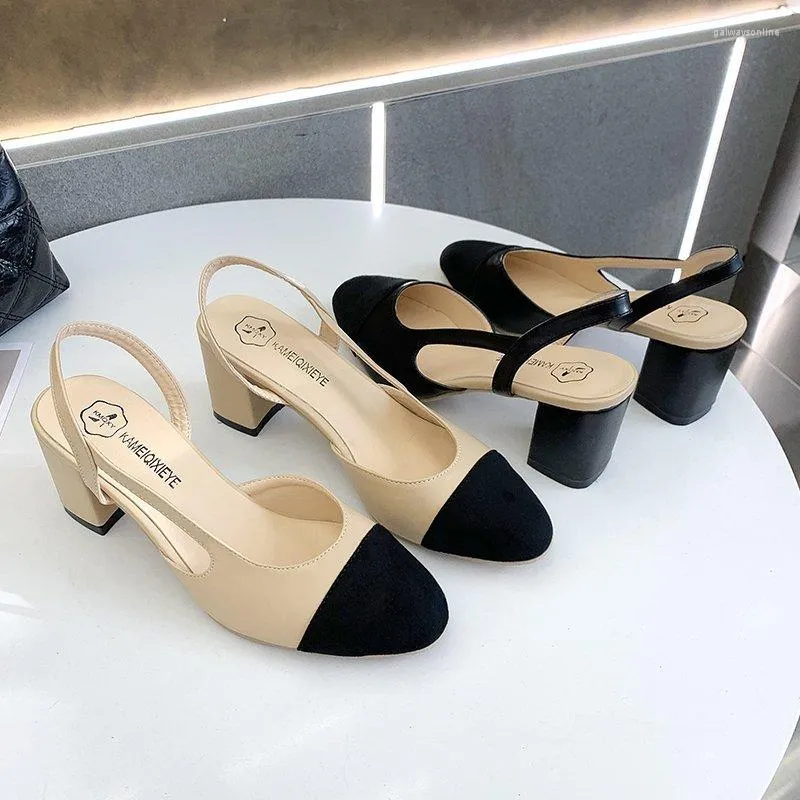 Dress Shoes Bow Ballet High Heels Woman Basic Pumps 2022 Fashion Two Tone Stitching Round Work Shoe Party Women Pump