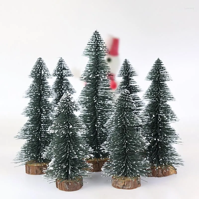 Juldekorationer 15-30 cm miniatyrträd litet konstgjord sisal snölandskap arkitektur träd för hantverk bordsdekor