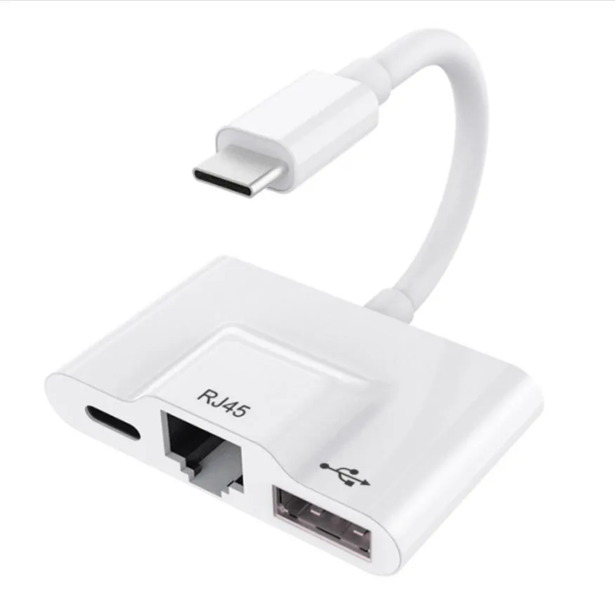 Adattatore di rete Ethernet USBC da 100 Mbps Tipo C a RJ45 Convertitore di schede di rete wireless con interfaccia di alimentazione PD