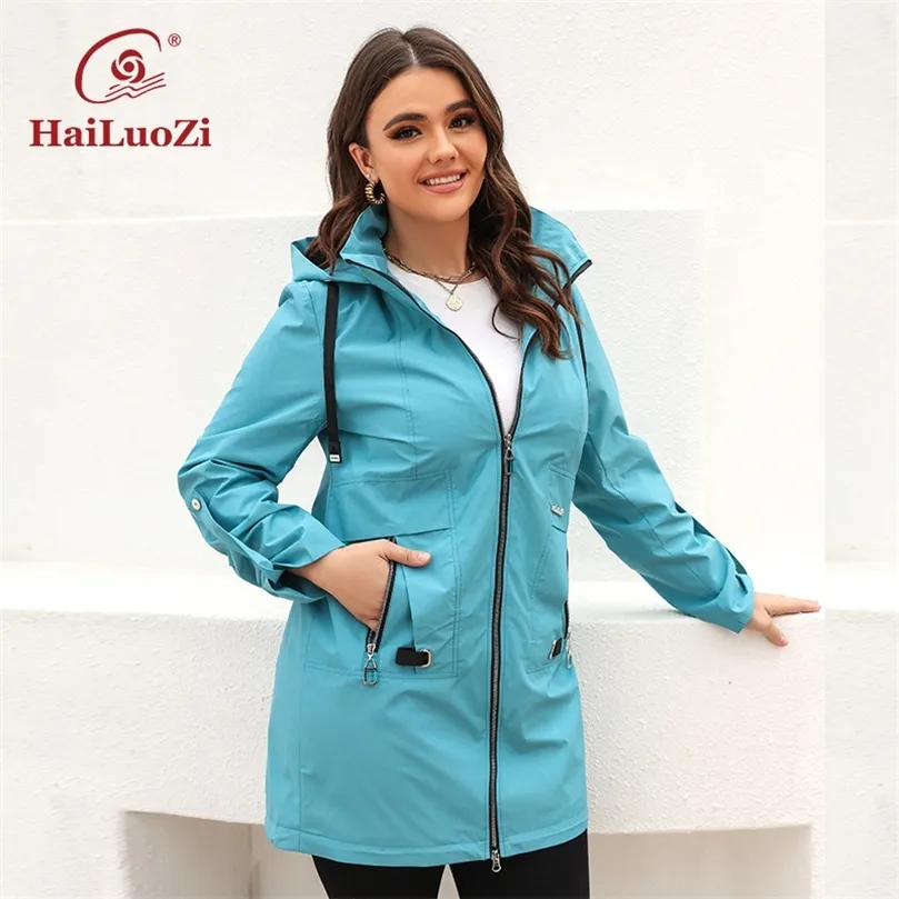 Jackets femininas Hailuozi Spring Womens Coat Big Pocket Casual Sports Plus Size Traf Casual Casual à prova de vento Jaqueta com capuz de alta qualidade 9737 220902