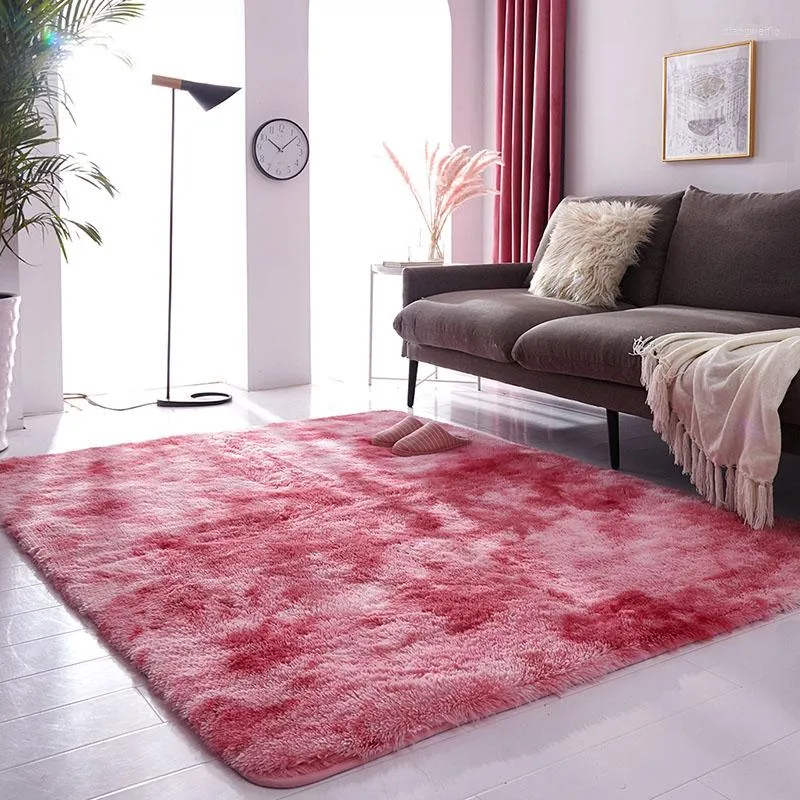 Carpets Arrivée Couleur tapis Tie rose Dyeing Plux doux pour le salon chambre à coucher des tapis de plancher antidérapant