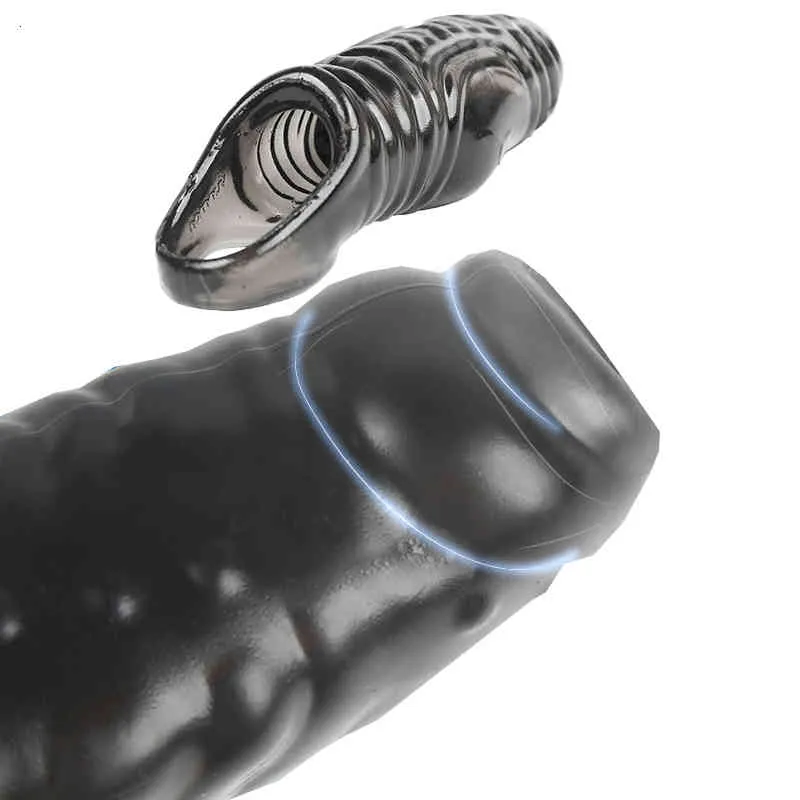 마사지 진동기 재사용 가능한 슬리브 글란 음경 페니스 확대기 익스텐더 지연 사정 수탉 반지 섹스 장난감 남성 커플
