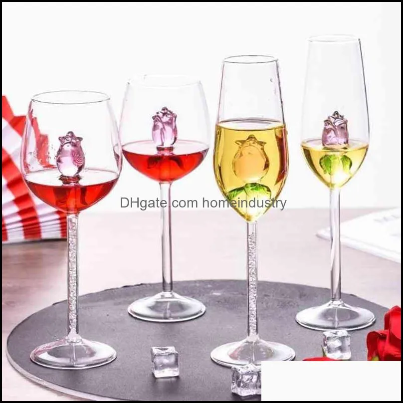 rose wijn glazen mokken met rose binnen wijnglas geweldig voor week cadeaus voor verjaardag wedding party kerst viering