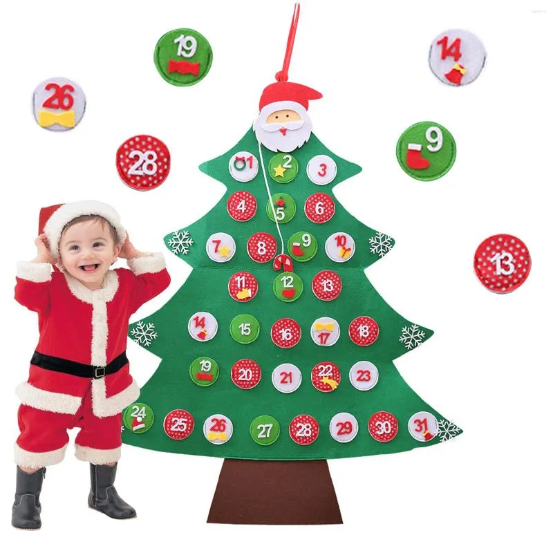 Christmas Decorations Kids DIY Felt Tree Advent Calendar For Home 2023 Ornaments Navidad Year Gifts Xmas