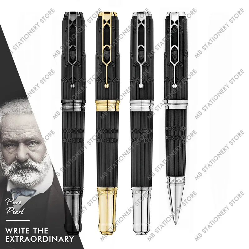 Ppl Victor Hugo Writer Roller/Ballpoin Pen com Cathedral Architectural Style Gravado Pattern Writing Smooth Luxury Design com série número 5816/8600