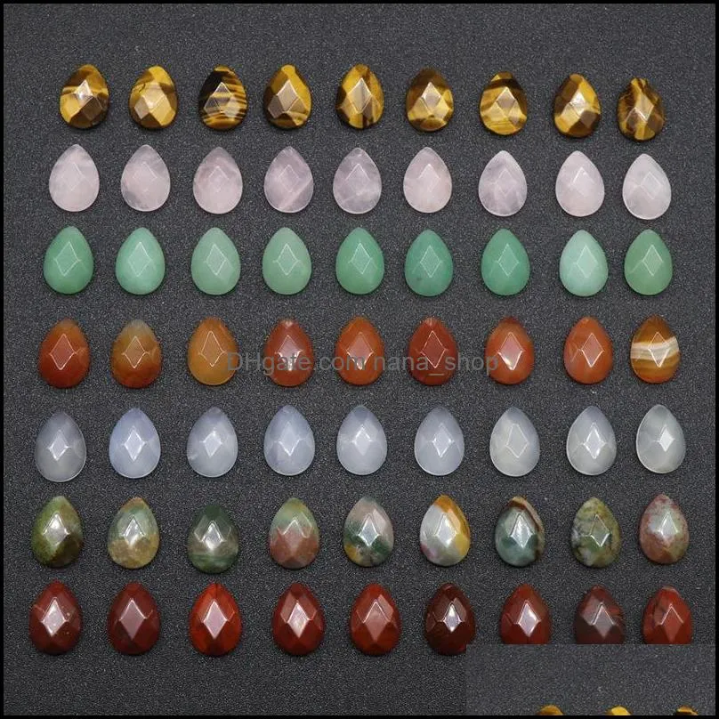 Stone 13X18Mm Flat Back Assorted Loose Stone Faceted Teardrop Cab Cabochons Beads For Jewelry Making Healing Crystal Who Dhseller2010 Dhdzt