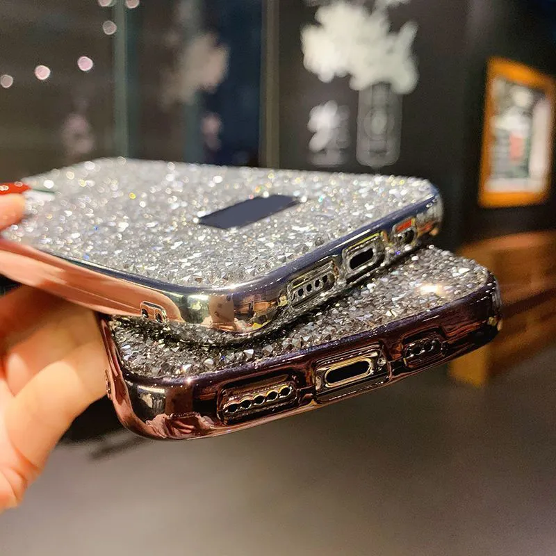 Luxe Bling Glitter Telefoon Gevallen Voor Iphone 13 Pro Max 12 11 Xs XsMax Xr 8 7Plus Mode Designer plating Diamond Vrouwen Siliconen Cover