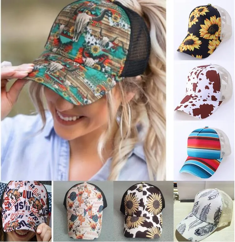 30 Colors Cross Ponytail Baseball Cap Messy Bun Hats For Women Washed Cotton Snapback Caps Casual Summer Outdoor Sun Visor Hat