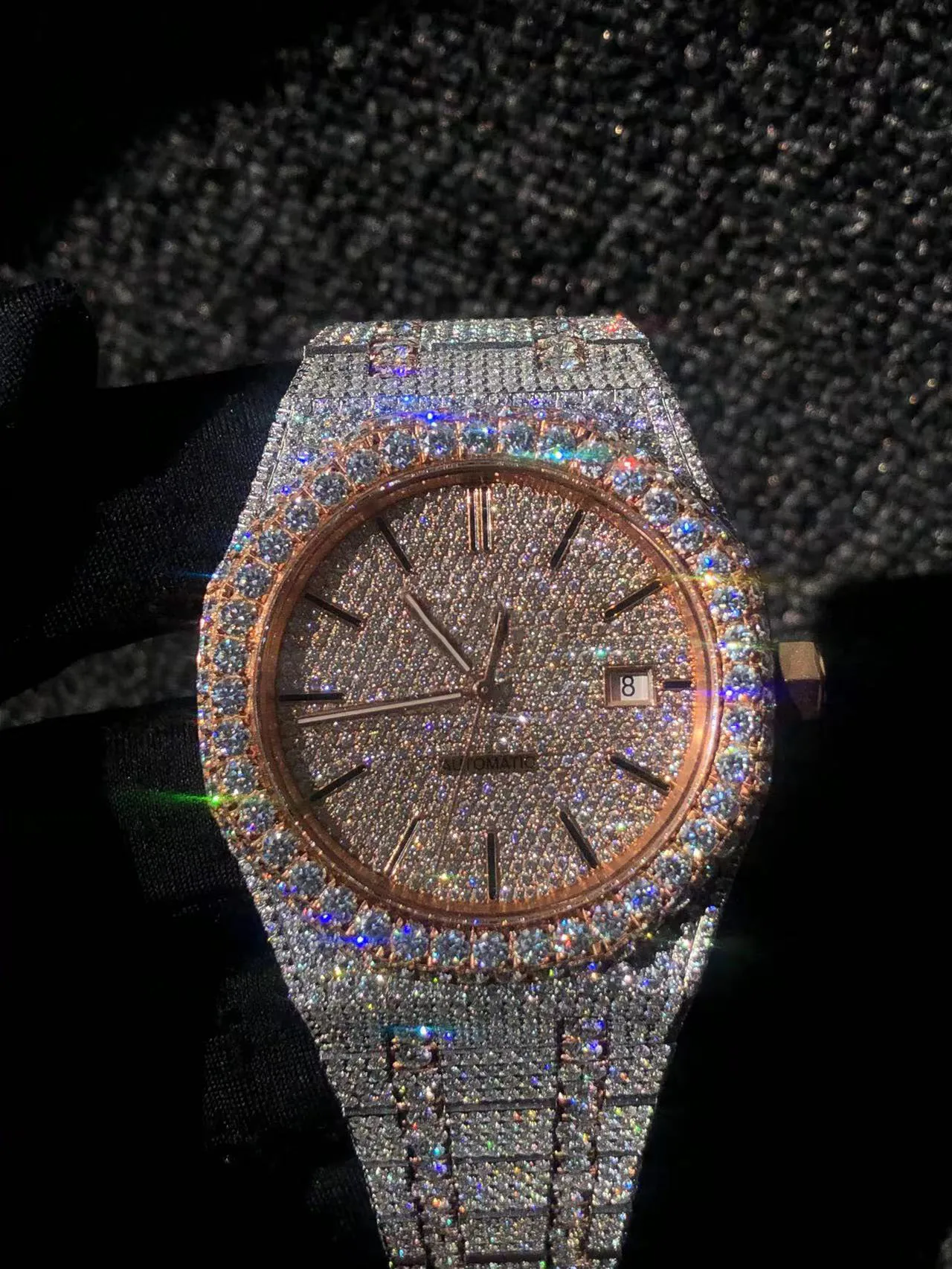 Relógios de grife relógios Designer exclusivo Moissanite personalizada pode passar a detecção de diamante Sapphire Glass 904 Strape de aço inoxidável Caixa original e papel 6154