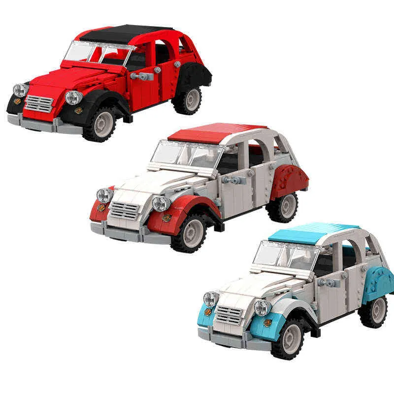 Blöcke Blöcke MOC New Eras Citroen 2CV Dolly Car Building Blocks Kit Sammlung Montage Fahrzeugmodell Ideenausbildung Spielzeug für Kinder Geschenk T220901