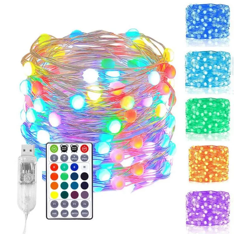 Strings 20M 200 LED DIY RGB Christmas Tree String Light Waterproof Copper Wire Fairy Garland For Outdoor Holiday Party Event Decor