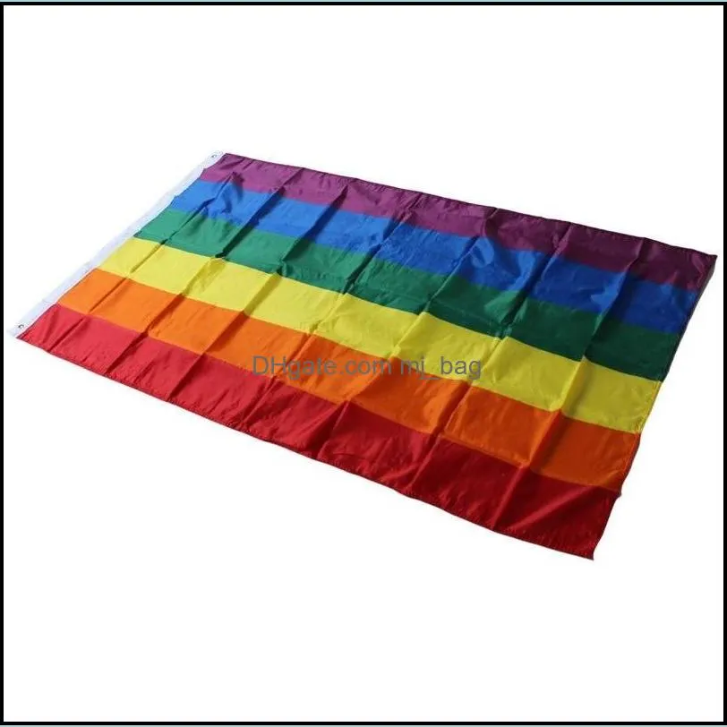 Bannerflaggor 90x150cm Rainbow Flag Rec Colorf Tyg Flags Stripes Banners Lightweight Square Park Party Celebration Gadgets New Arriv DHWQX