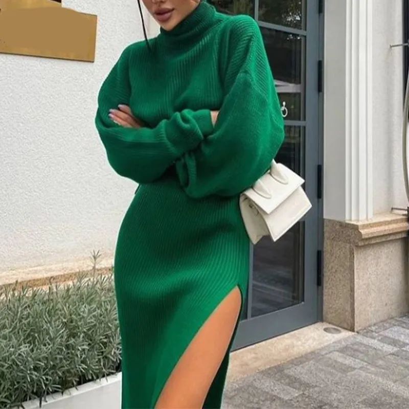 Brand Casual Dresses Knit Turtleneck Sweater And Midi... From Mu01, $16.28  In Bulk | DHgate.Com
