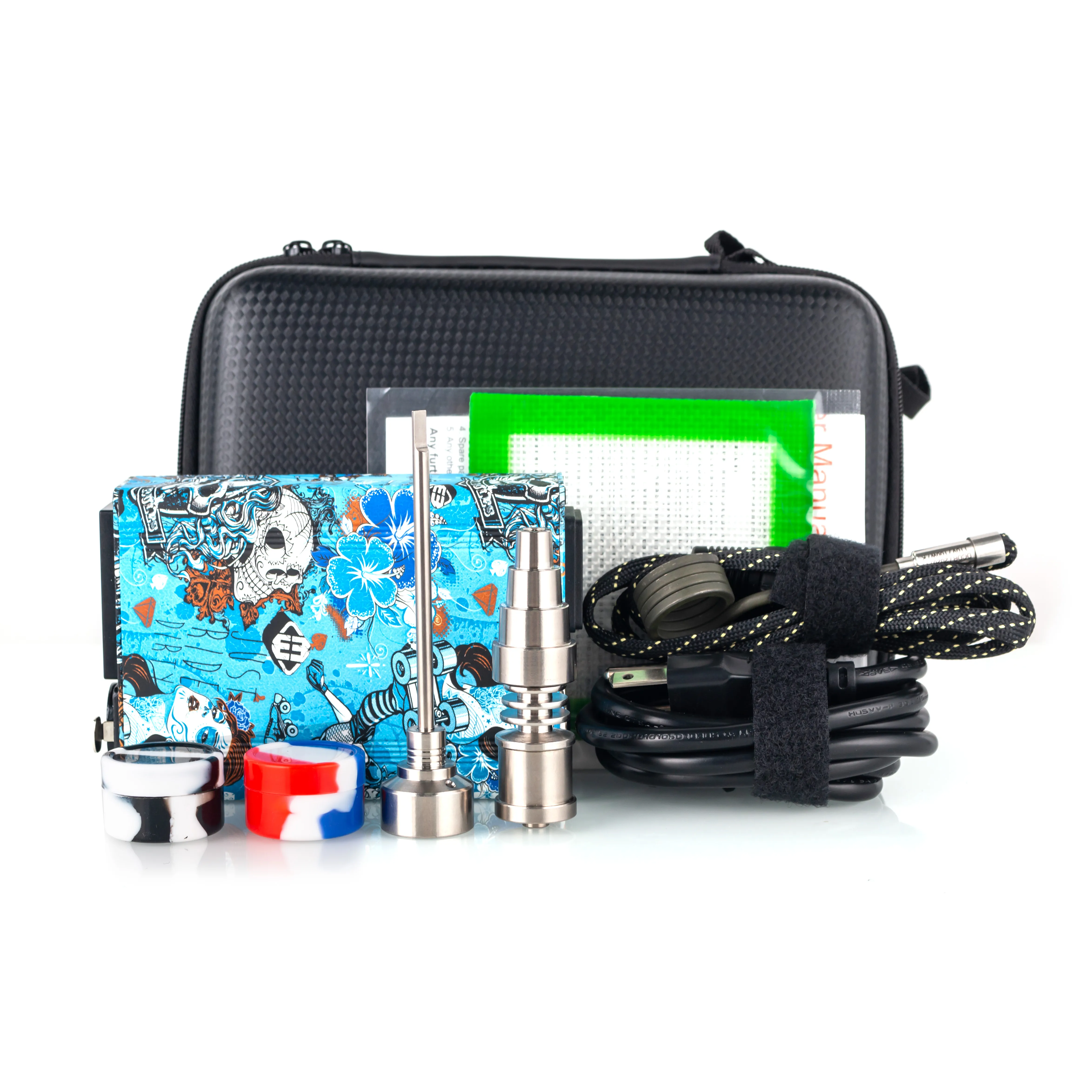 Hopahs Portable Enail Electric Dab Nail Pen Rig Wax Pid TC Box med Hosahs Ti Titanium Domeless Coil Heater 20mm E Quartz Kit