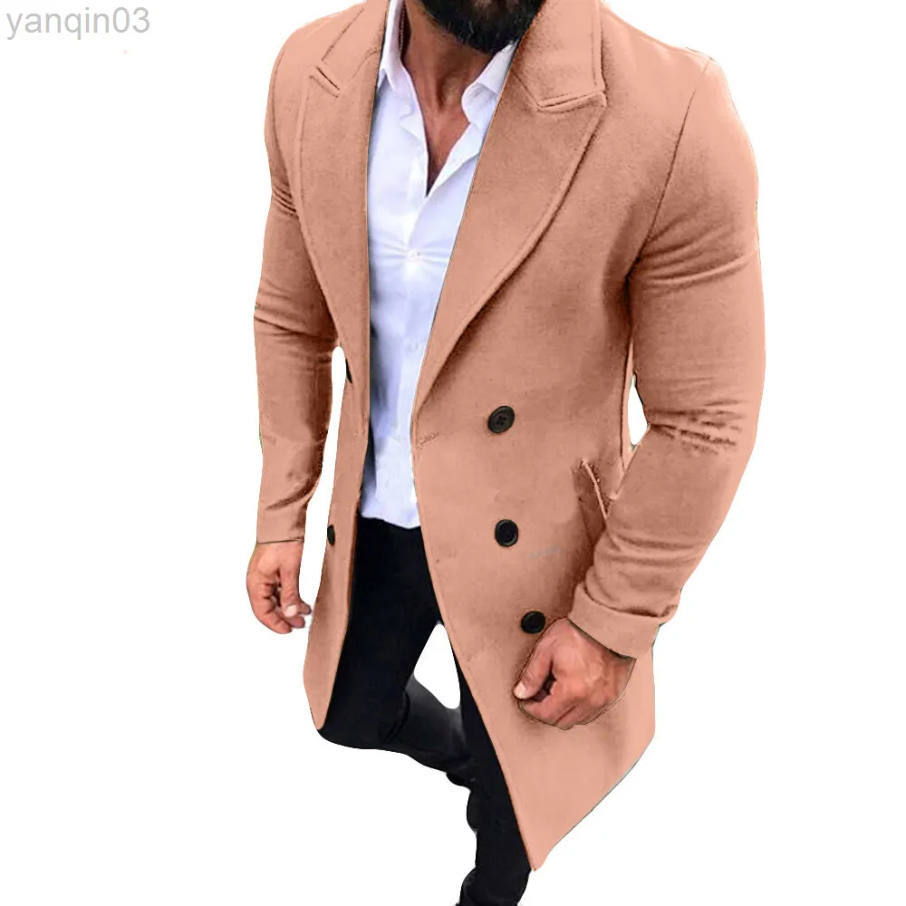 Men's Suits Blazers Double-Breasted Solid Color New Wool Jacket For Men L220902