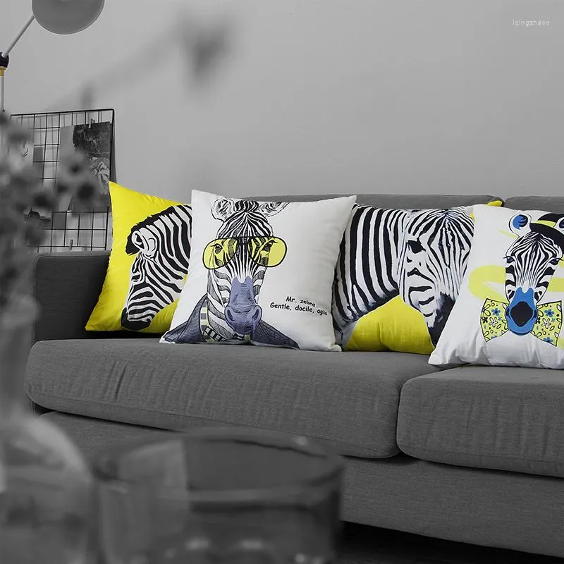 Cuscino 45x45 cm/50x50 cm Nero Bianco Zebra Stampato Federa Copriletto Decorativo Colorato Lombare Casa