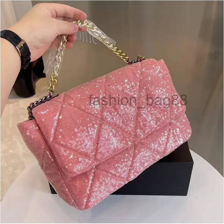 Fashion Women's Holiday Sequin Bag Classic Flap Quilted FW Trace Large Carty interwoved Chain Shiny Crossbody Street Party Party Luxury Bag 2022