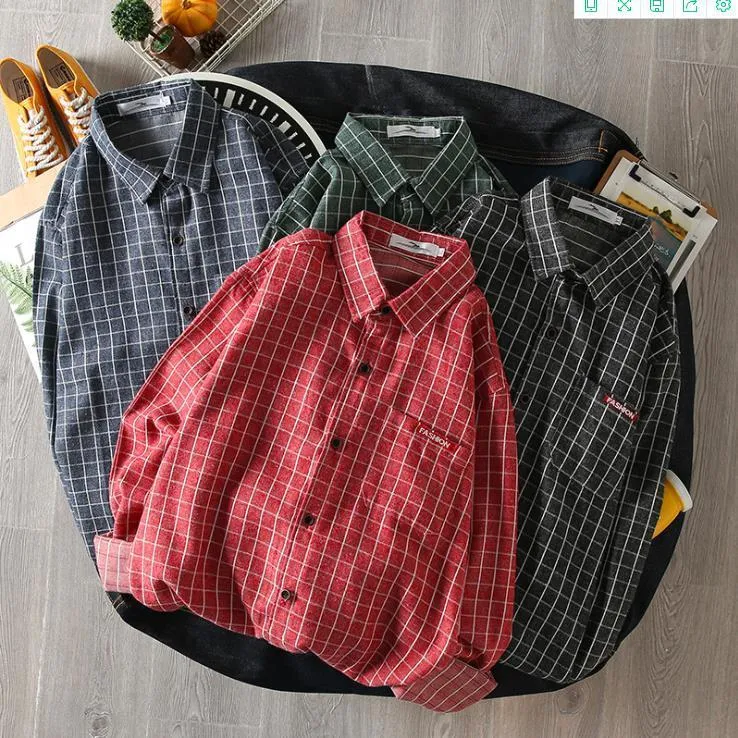 Men Shirt Plaid Shirt Simple Design Long Sleeve Shirts Korean Autumn Fashion Cotton Mens Shirt Soft Comfort Camisas de hombre