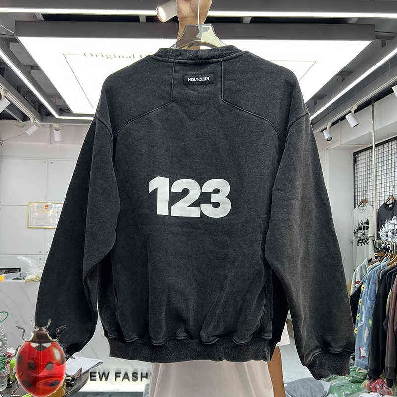 Men's Hoodies Sweatshirts Heavy Fabric Fleece Vintage Wash Do Old RRR123 Sweatshirts Puff Print RRR 123 O Neck Hoodie T220901