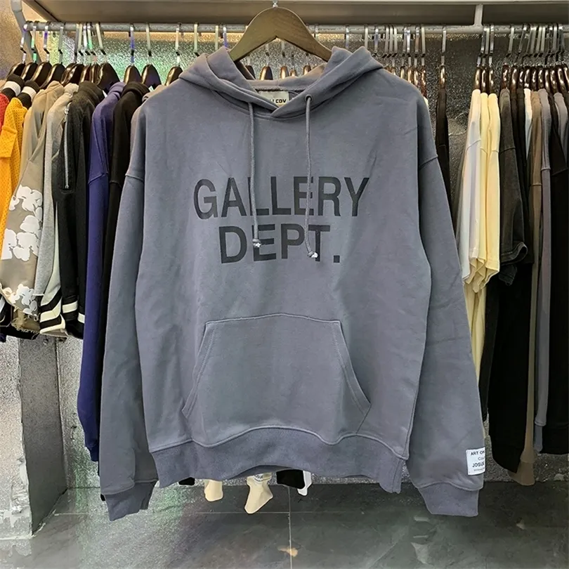 Mens Hoodies Sweatshirts Ağır Siklet Kalın Kumaş Bölümü DP Klasik Baskı Hoodie Erkekler için 1 1 Basit Yüksek Sokak Büyük Boyut Terry Grey Pullover 220902