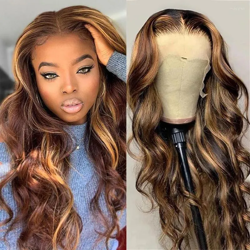 Human Hair Lace Frontal Wigs Brazilian Body Wave 13X4 Front Wig 4/27 Ombre Color For Women