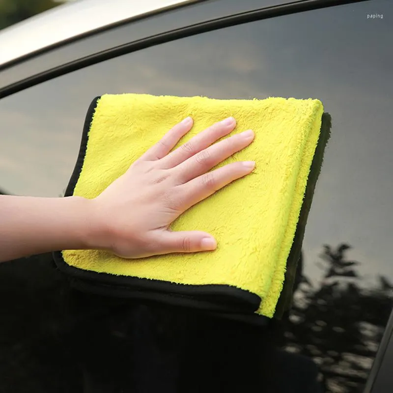 Éponge de voiture, tissu d'entretien, lavage de détail, accessoire ne raye jamais, serviette en microfibre pour le nettoyage, séchage des ourlets