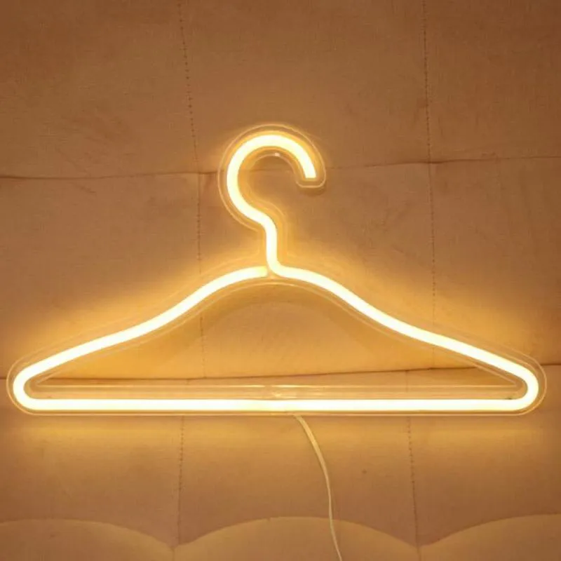 LED Neon Light Clothes Stand Hanger Night Lamp USB Powered Xmas Gift for Bedroom Wedding Clothing Store Art Wall Decor ZC3500