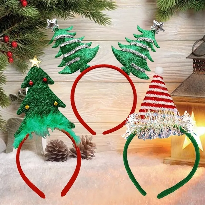 Décorations de Noël Glitter Arbre de Noël Forme Hairband Wash Face Hair Holder Décorations de Noël Costumes Bandeau Année Enfants Cadeaux Navidad 220901