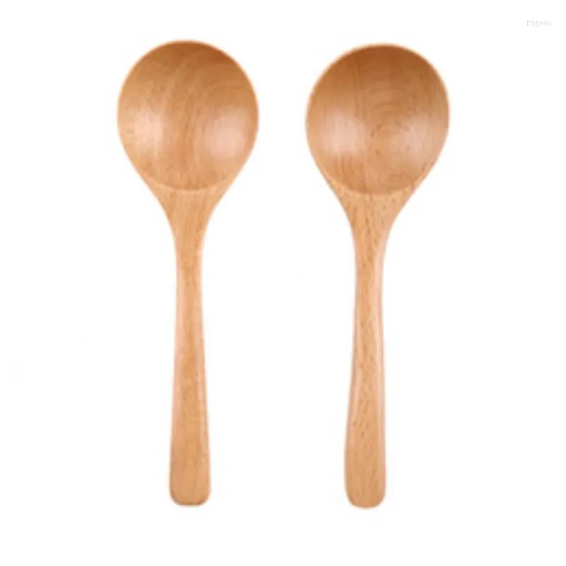 Flatware Sets 20.5cm 6cm Large Wooden Spoon Natural Beech Wood For Soup Cooking