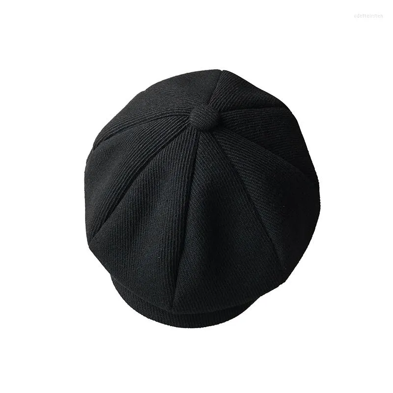 Berets Woolen Sboy Cap Schwarz Tweed Achteckige Hut Männer Frauen Retro Baskenmütze Damen Kaffee Britischen Maler Herbst Winter BLM11