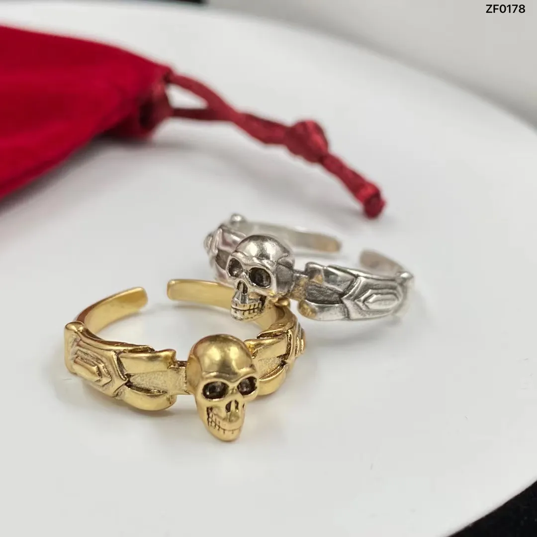 Designer ring of man women popular Halloween Brass Skull Open Rings Designer Jewelry Adjustable Gold Silver Great Gifts