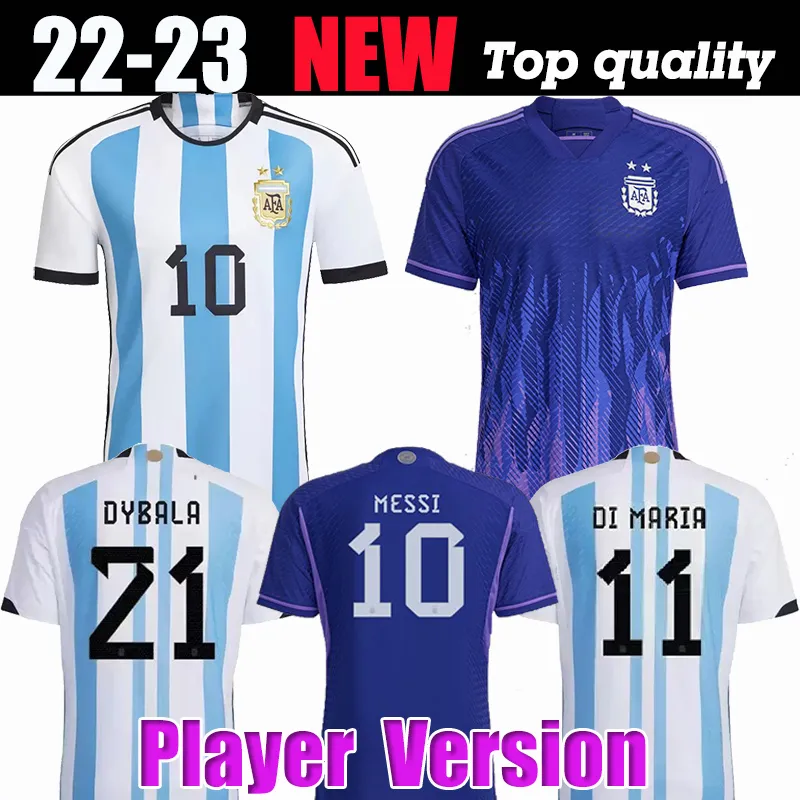 Wersja gracza 2022 2023 Koszulki z Argentyny Soccer 22 23 Messis Mac Allister Dybala di Maria Martinez de Paul Maradona Kids Kit Men Men Men Koszulka piłkarska