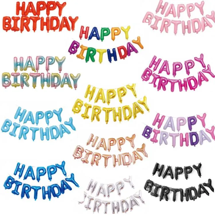 Festlig dekoration 16 tum bokst￤ver Ballonger Bokst￤ver Set Birthday Party Decorations Happy Birthday Aluminium Foil Balloon SN4846