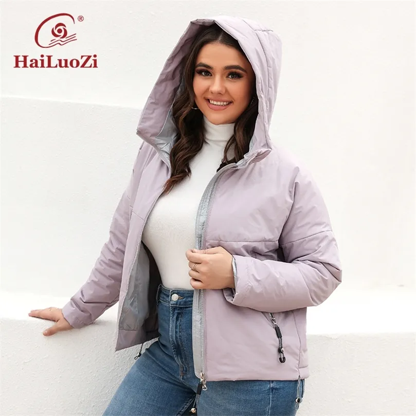 Kvinnor Down Parkas Hailuozi Womens Jacket Spring Women Casual Short Plus Size Coat Fashion Sparcing Warm Female Hooded Cotton Parkas 7871 220902