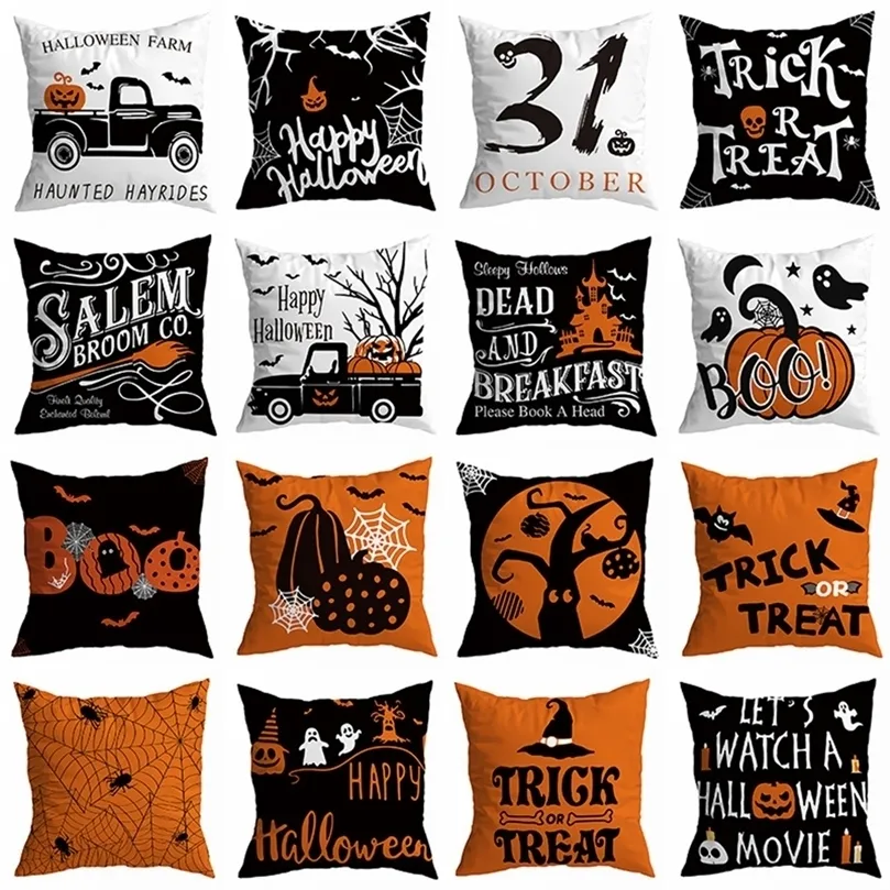 Anderes Event Partyzubehör Halloween-Dekoration Wurfkissenbezug 45 x 45 cm Halloween-Dekor Trick or Treat Kürbis-Fledermaus-Kissenbezug für Sofa Wohnzimmer 220901