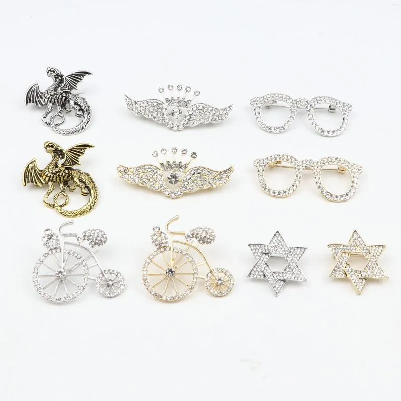 Broches Vintage Animal Dragon Broche Pin Glasses Star Crown Corho