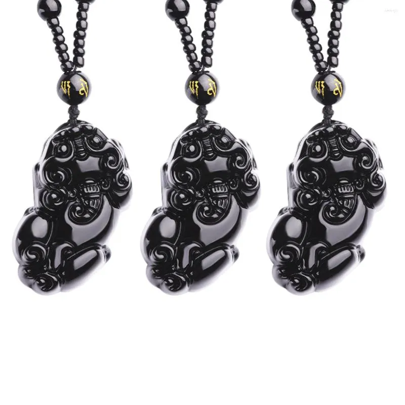 Colliers pendentifs Collier d'obsidien naturel pour hommes et femmes