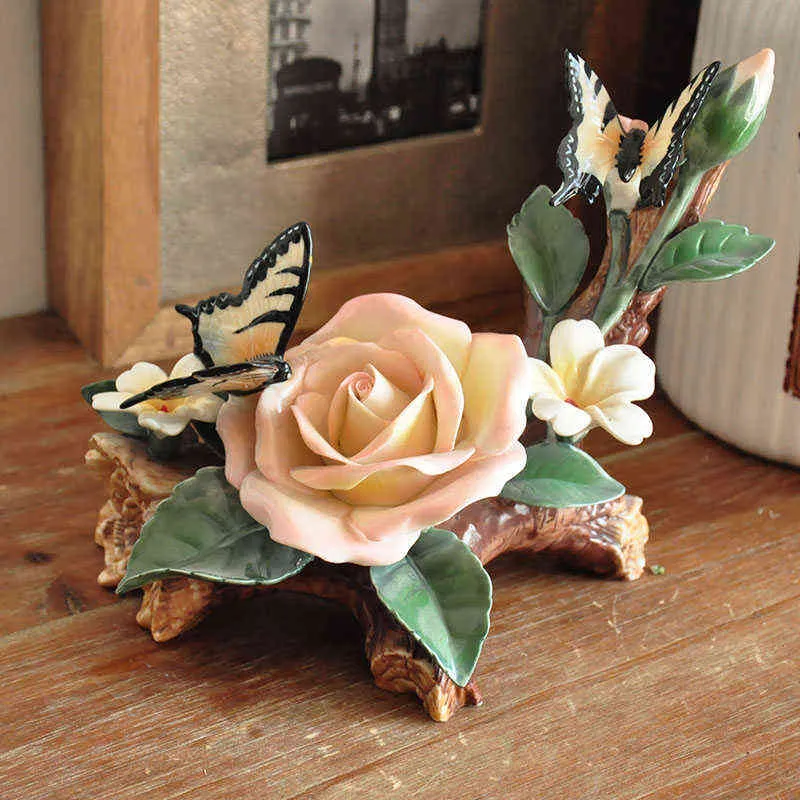 Decorative Objects Figurines Flower And Bird Arts Sculptur Decoration Abstract Butterfly Animal Ceramic Craft Home Decor Living Room Accessories Gift T220902