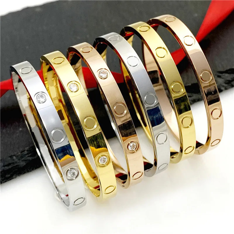 6MM Wide Stainless Steel Screwdriver Love Bracelet 14K 18K Gold Silver Plated Wedding Bangle Braclets Anniversary Commemorate Jewelry Gift